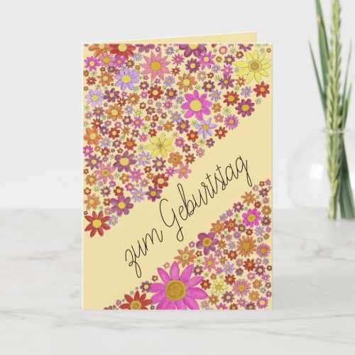 German Birthday Flower collage Card