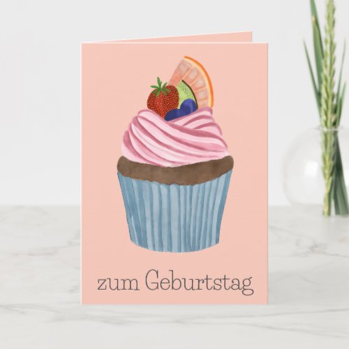 German Birthday Fruit Cupcake Card