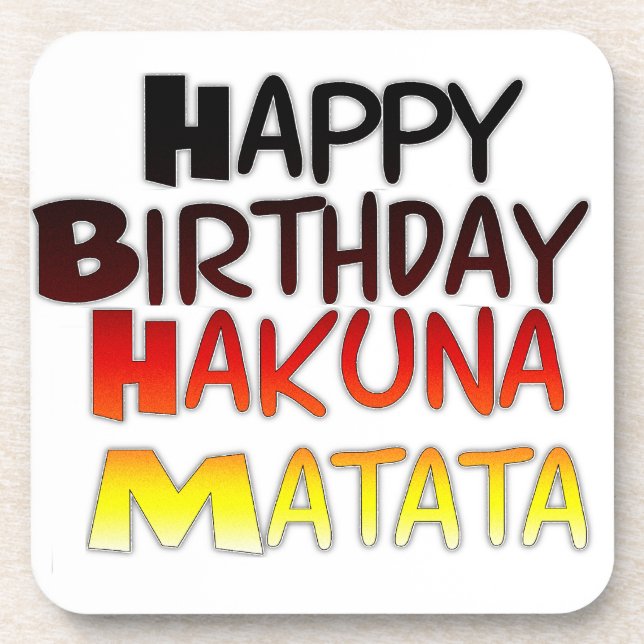 German Birthday Hakuna Matata Art Print Beverage Coaster (Front)