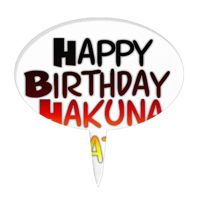 German Birthday Hakuna Matata Art Print Cake Topper (Front)