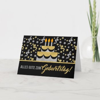 German Birthday In Gold And Silver Faux Glitter Card by SalonOfArt at Zazzle
