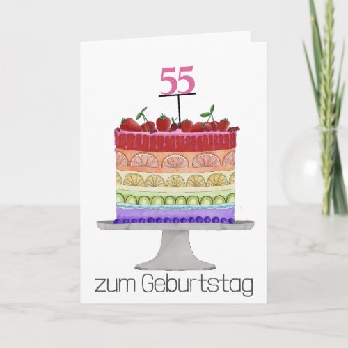 German Birthday Rainbow Color Pride Cake Card