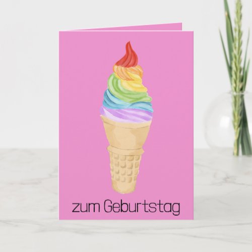 German Birthday Rainbow Gay Pride Ice Cream Card