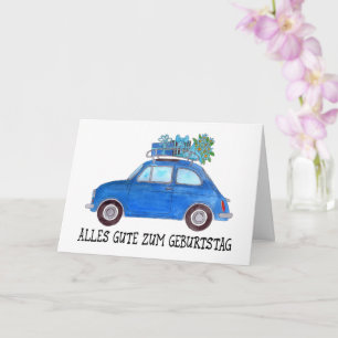 German Birthday Retro Fiat 500 Card