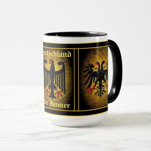 German black double eagle/Deutschland fur immer Mug (Front Right)
