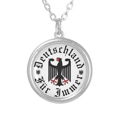 German black eagle Deutschland foreverFur Immer Silver Plated Necklace