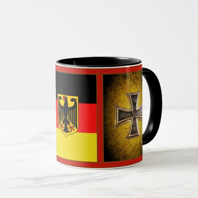 German, black eagle of German flag, Iron cross Mug (Front Right)