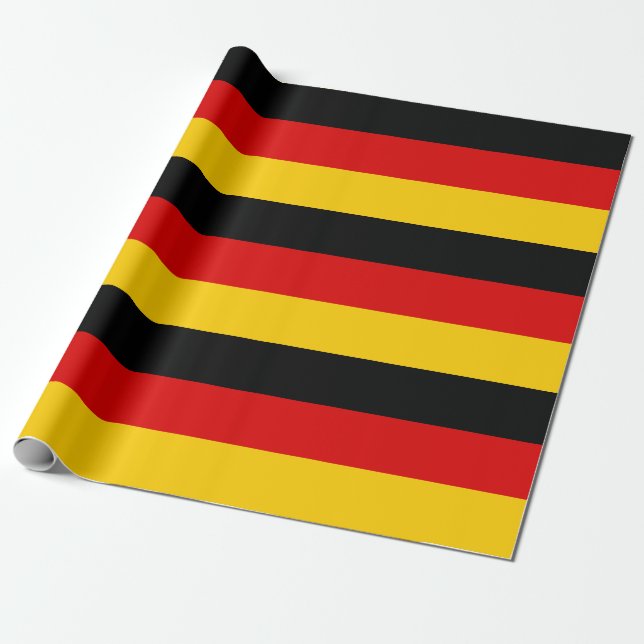 German Black Red Gold 3.3" Stripes for 10" boxes Wrapping Paper (Unrolled)