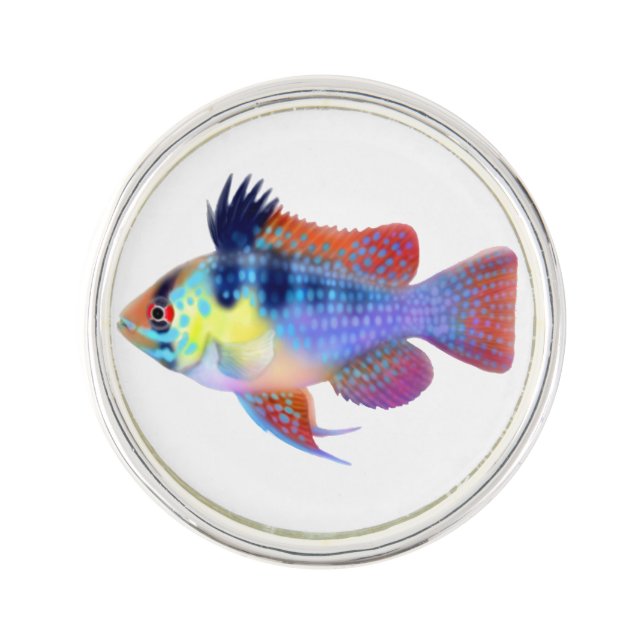 German Blue Ram Cichlid Fish Lapel Pin (Front)