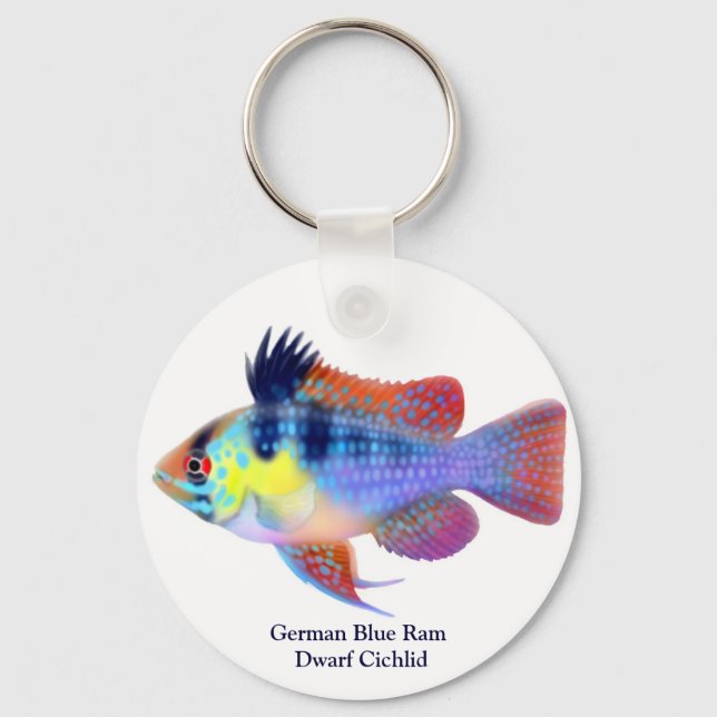 German Blue Ram Dwarf Cichlid Keychain (Front)