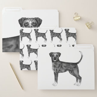 German Boxer Dog Illustration In Black And White File Folder