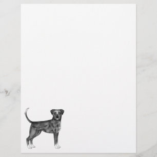 German Boxer Dog Illustration In Black And White Letterhead