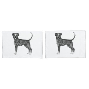 German Boxer Dog Illustration In Black And White Pillow Case