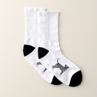 German Boxer Dog Illustration In Black And White Socks