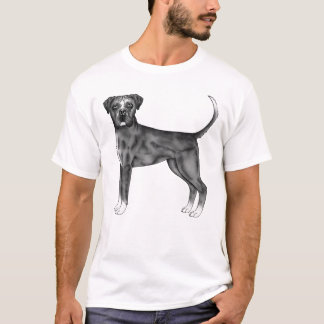 German Boxer Dog Illustration In Black And White T-Shirt