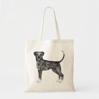 German Boxer Dog Illustration In Black And White Tote Bag