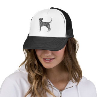 German Boxer Dog Illustration In Black And White Trucker Hat