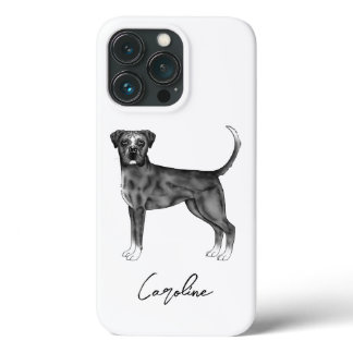 German Boxer Dog In Black And White &amp; Custom Name iPhone 13 Pro Case
