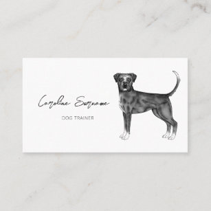 German Boxer Dog In Black And White & Custom Text Business Card