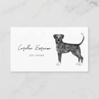German Boxer Dog In Black And White &amp; Custom Text Business Card
