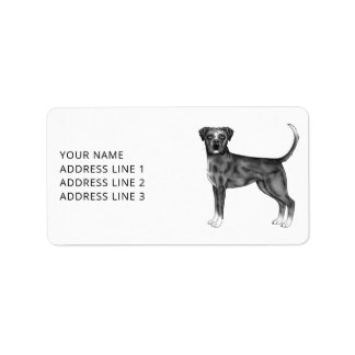 German Boxer Dog In Black And White &amp; Custom Text Label