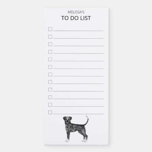 German Boxer Dog In Black And White  Custom Text Magnetic Notepad