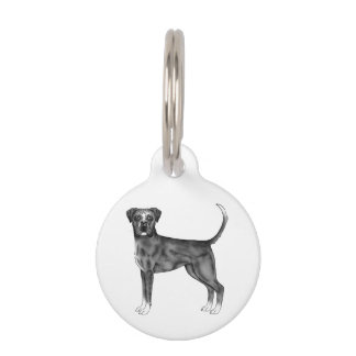 German Boxer Dog In Black And White &amp; Custom Text Pet ID Tag