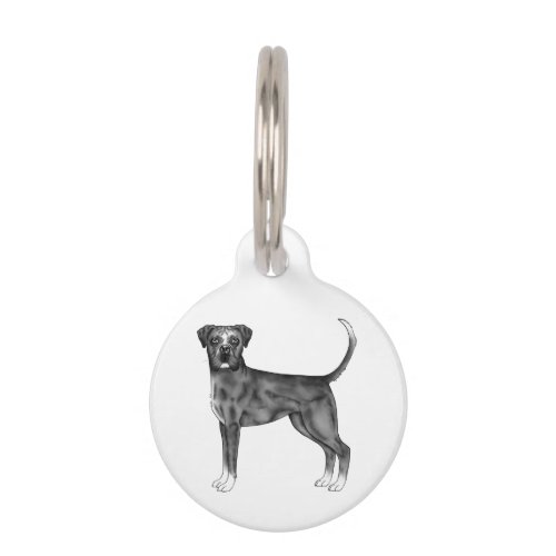 German Boxer Dog In Black And White  Custom Text Pet ID Tag