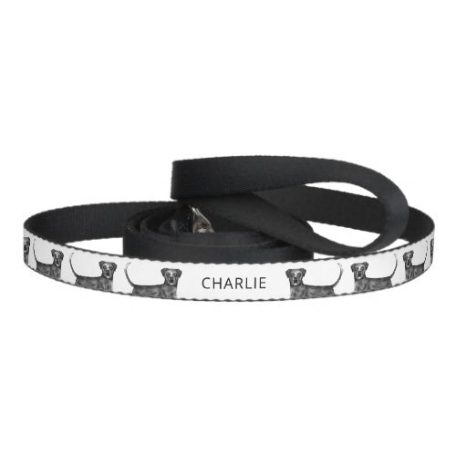 German Boxer Dog In Black And White  Custom Text Pet Leash