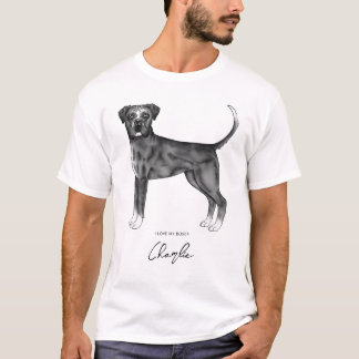 German Boxer Dog In Black &amp; White With Custom Text T-Shirt