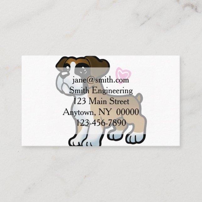 German boxer puppy cartoon  | choose back color business card (Front)