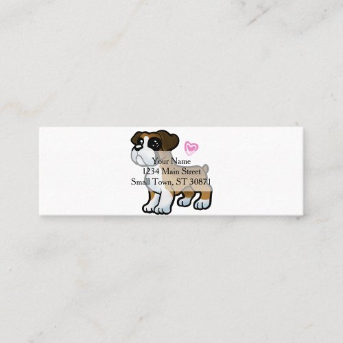 German boxer puppy cartoon   choose back color mini business card