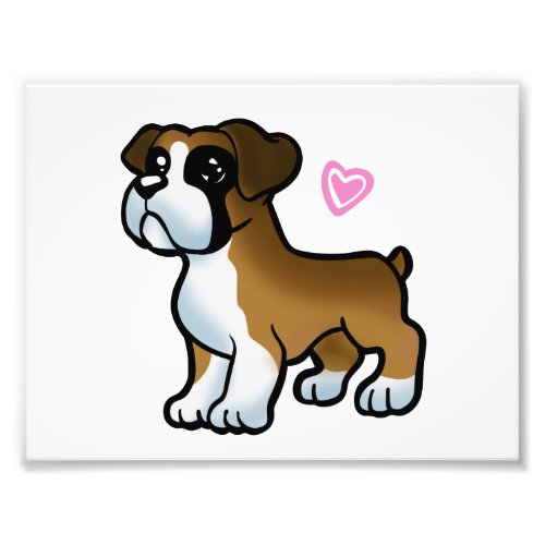 German boxer puppy cartoon   choose back color photo print