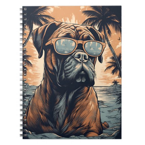 German Boxer with sunglasses at a tropical beach Notebook
