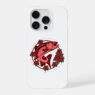 German Brown Trout Vintage Floral Art iPhone 15 Pro Case