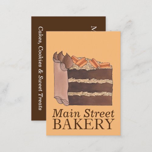 German Chocolate Cake Slice Bake Shop Bakery Chef Business Card