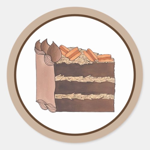 German Chocolate Cake Slice Birthday Party Piece Classic Round Sticker