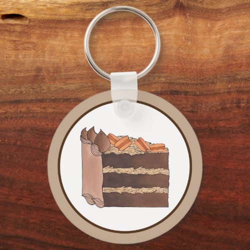 German Chocolate Cake Slice Birthday Party Piece Keychain