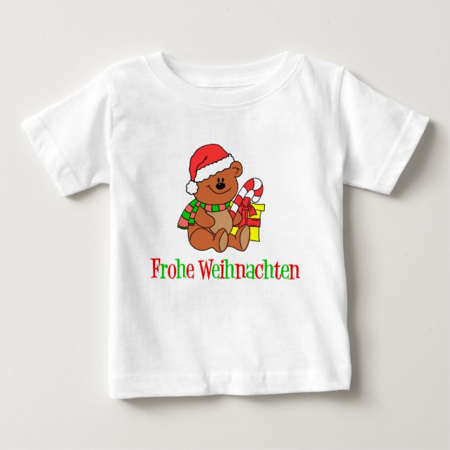 German Christmas Bear Baby T-Shirt (Front)