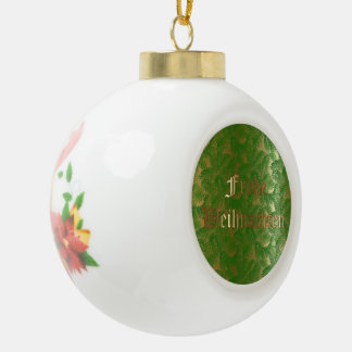 German Christmas Bell Ceramic Ball Ornament