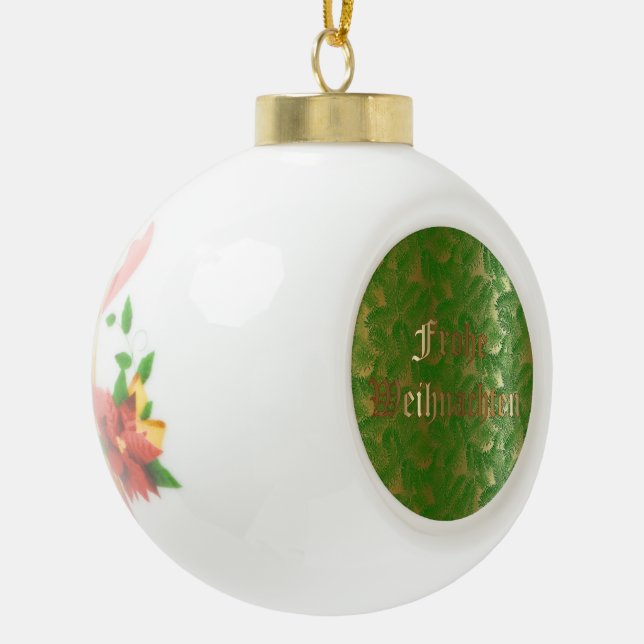 German Christmas Bell Ceramic Ball Ornament (Left)