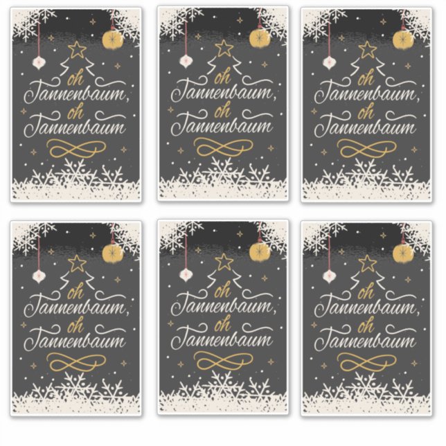 German christmas holiday greeting card sticker (Front)