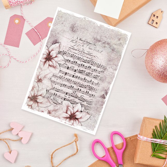 German Christmas Music Poinsettias Vintage craft  (Creator Uploaded)