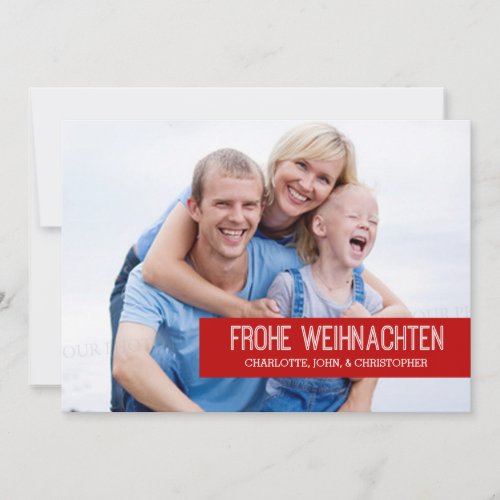 German Christmas Photo Card Modern Red