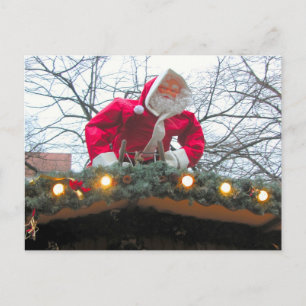 German Christmas Santa on the roof Holiday Postcard