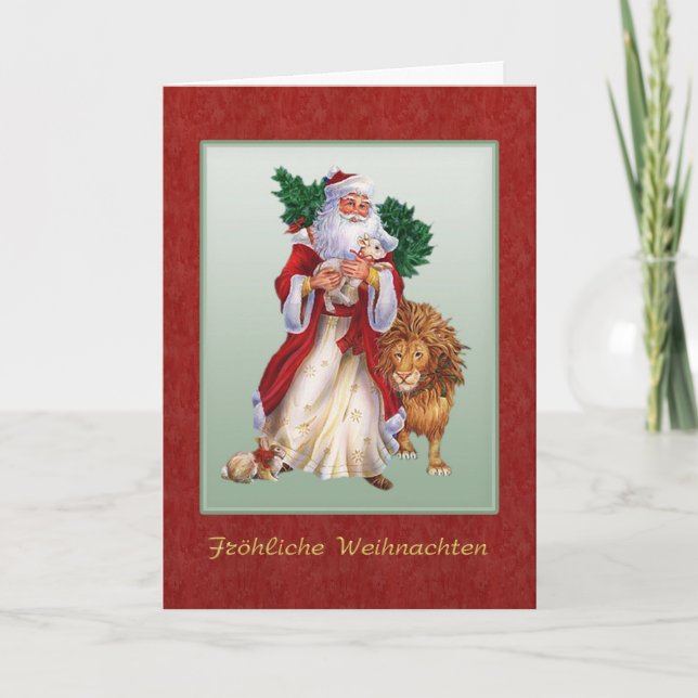 German Christmas - St.Nicolas, lion, rabbit Card (Front)