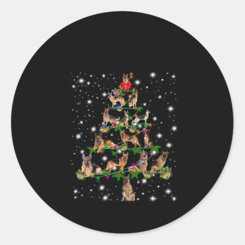 German Christmas Tree Covered By Flashlight Classic Round Sticker