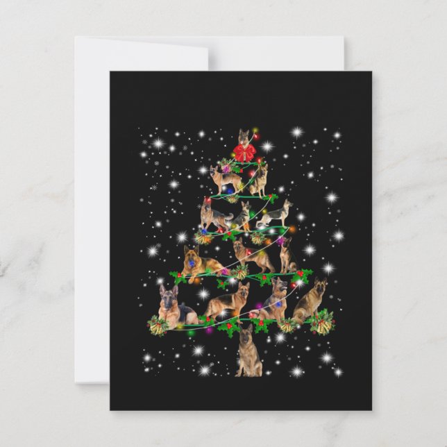 German Christmas Tree Covered By Flashlight Thank You Card (Front)