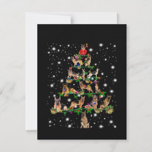 German Christmas Tree Covered By Flashlight Thank You Card