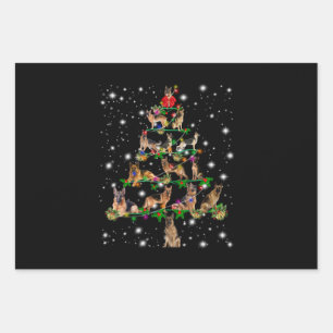 German Christmas Tree Covered By Flashlight Wrapping Paper Sheets